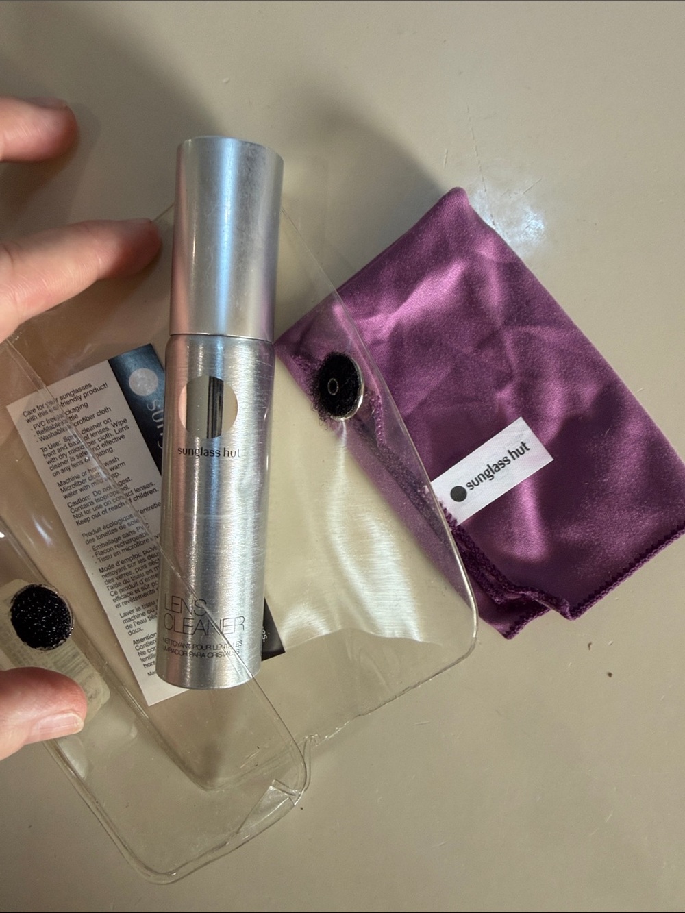 *bundle item* Silver Lens Cleaner Spray with Purple Microfiber Pouch